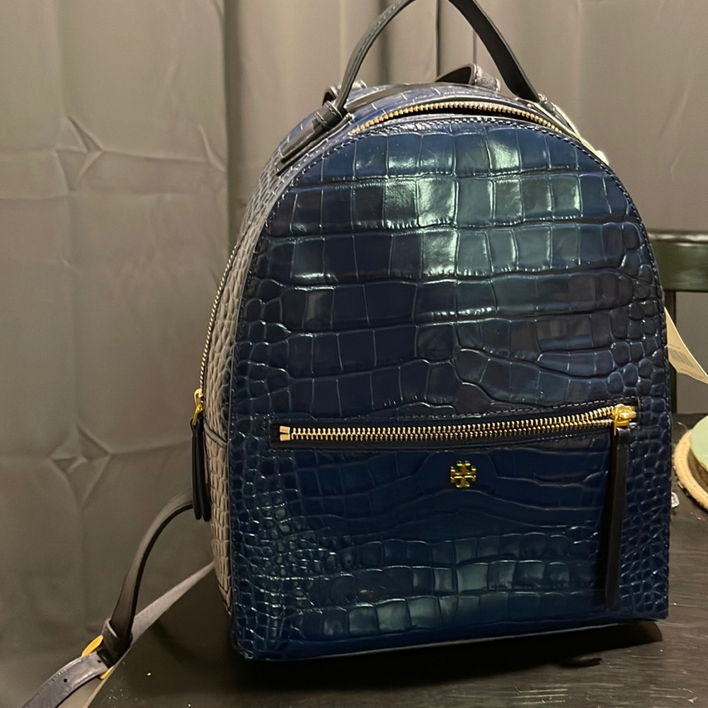 Authentic Tory Burch croc embossed backpack